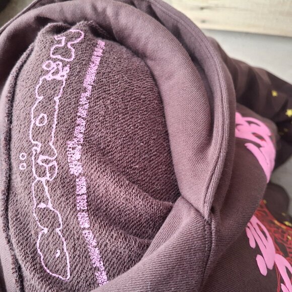 SP5DER Worldwide "555" Hoodie - Brown, Pink & Red - Size M - Trendy Streetwear - Picture 2 of 4
